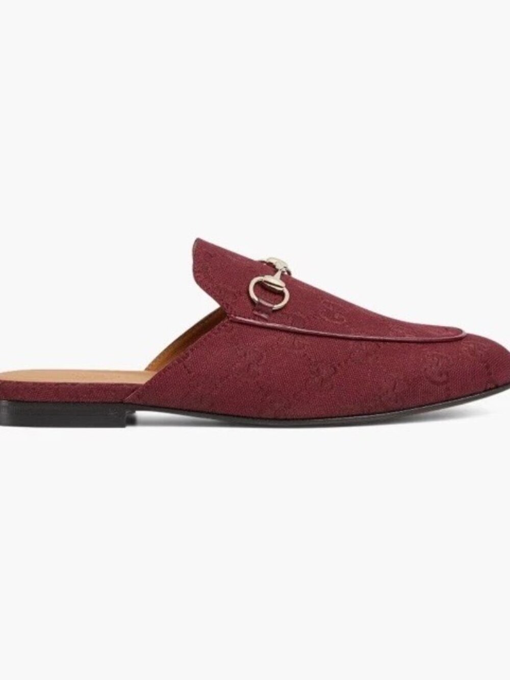 Gucci GG Logo Canvas Horse Bit Princetown Mules Flats Burg EU 38.5